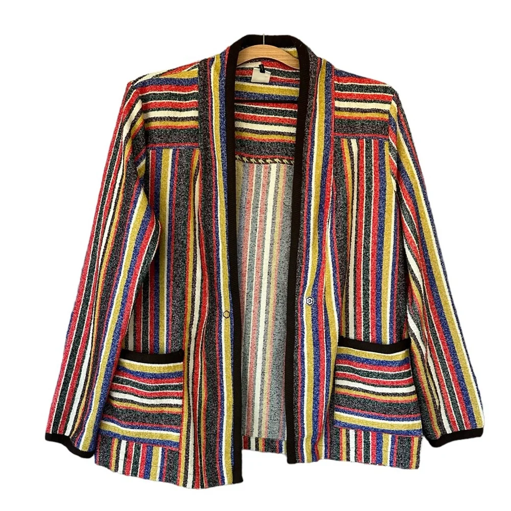 Anthropologie Akemi + Kin Mansoura Striped Wrap Jacket Womens Medium - Picture 2 of 4